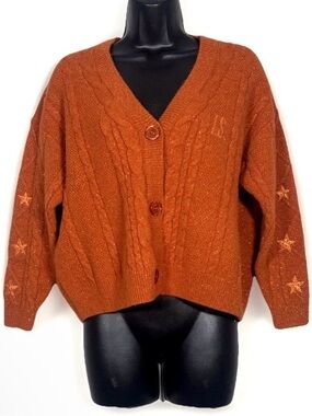 Taylor Swift Showgirl sweater Orange sparkle Cardigan Youth YS/YM
fits like XS S